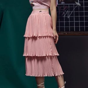 Light pink maxi ruffle skirt